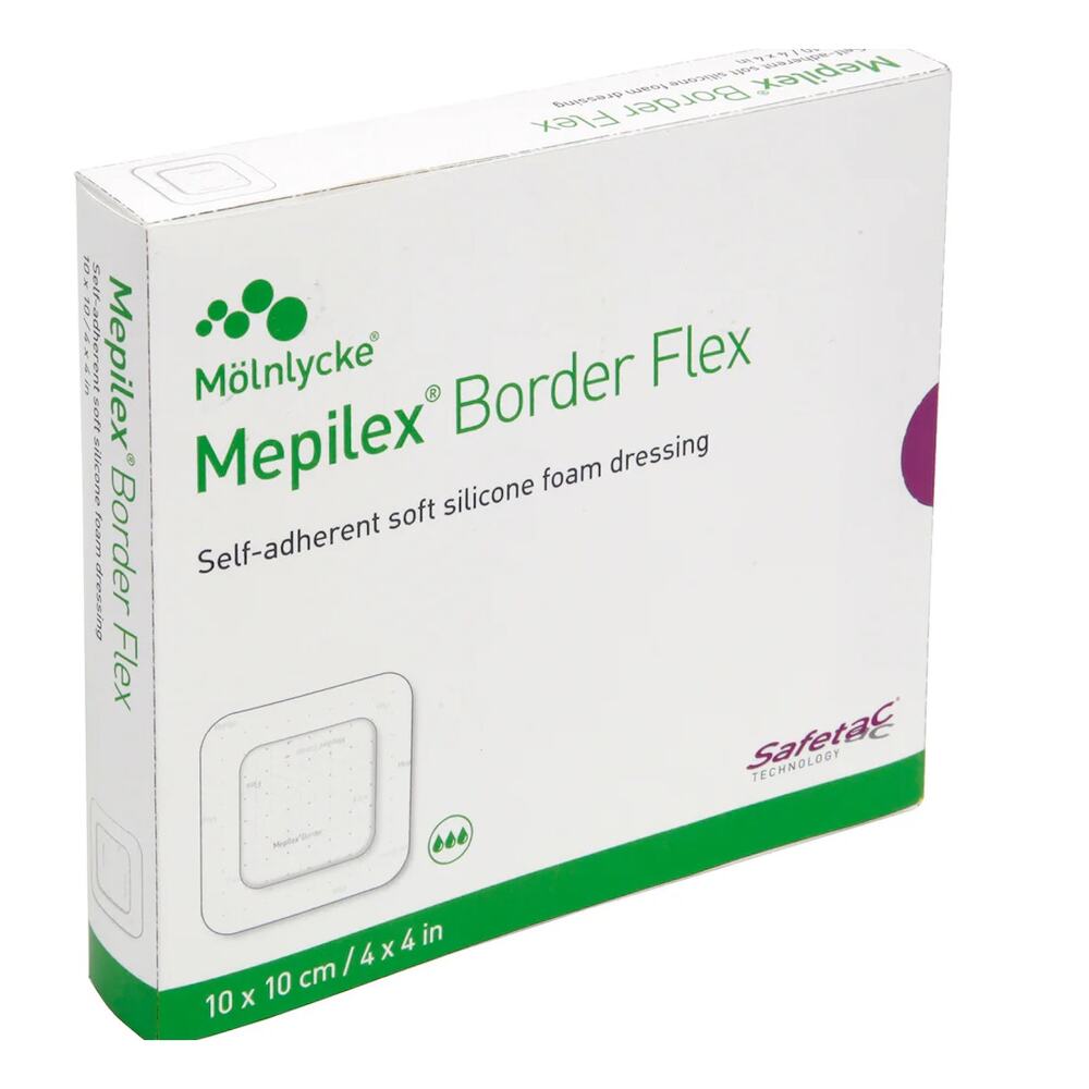 Molnlycke Mepilex Border Flex Foam Dressing - 4" x 4" Square - Box of 5 - 595300